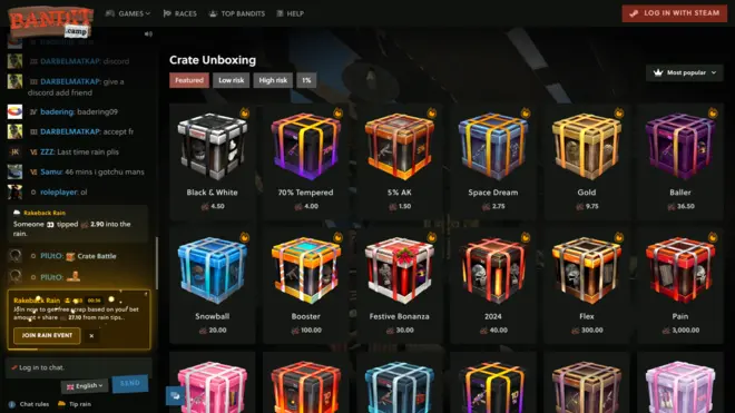 Screenshot of Bandit Camp's Crate Unboxing game