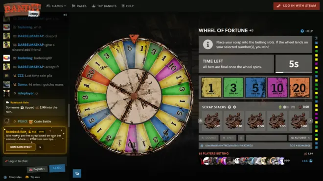Screenshot of Bandit Camp's Wheel of Fortune game