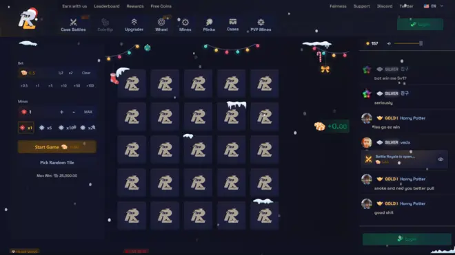 Screenshot of RustyLoot's Mines game
