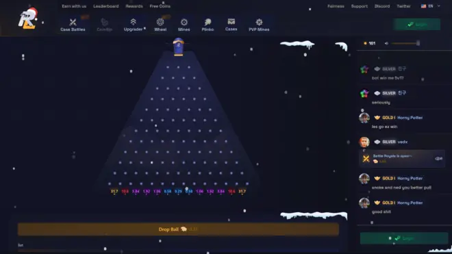 Screenshot of RustyLoot's Plinko game